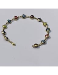 14kt Yellow Gold Evil Eye Bracelet 7 1/4" in Length