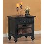 End Table with Storage Drawers and Basket in Black Finish