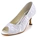 Elegantpark EP11013-25 Women Pumps Peep Toe Mid Heel Lace Satin Bridal Wedding Shoes