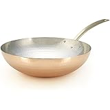 Kuprum Hand Hammered Solid Healthy Natural Copper Specialty Stir-Fry Wok Pan with Tin Coating