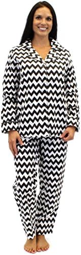 PajamaMania Women's Flannel Pajamas (Chevron-Black, Med)