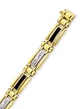 14k Yellow Mens Black Onyx Diamond Bracelet - 8.5 Inch