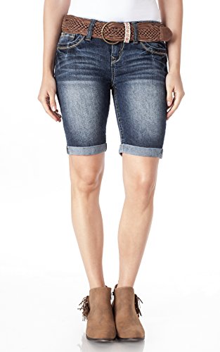 WallFlower Juniors Belted Bermuda Denim Shorts