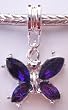 Murano Style Silver Plated Charm Dangle Fits Pandora Butterfly Pendant With Glass Purple Stones (1)