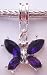 Murano Style Silver Plated Charm Dangle Fits Pandora Butterfly Pendant With Glass Purple Stones (1)