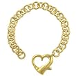 14k Gold Bonded Heart Bracelet with 7.5" Length and Spring Loaded Heart Charm Clasp in Goldtone