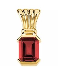 18K Yellow Gold Emerald Cut Mozambique Garnet Pendant -- LIFETIME WARRANTY