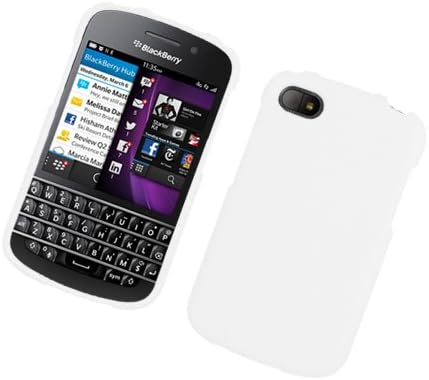 Case for Blackberry Q10 Rubberized White Solid TPU/PC Snap On Protector Cover