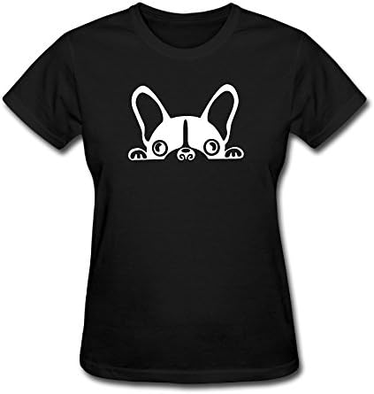 Sunflower Women Tshirt Vintage Cartoon Cute Bulldog Face Black SizeM