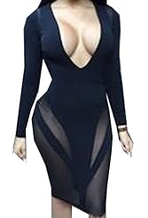 Spring Summer Winter Polyester/Spandex Long Sleeves Midi Dress 