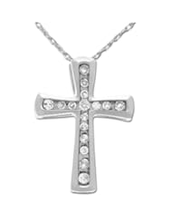 XPY 10k Gold Diamond Cross Pendant Necklace, 18" (1/4cttw, I-J Color, I2-I3 Clarity)
