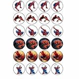 Spiderman style 24 Edible Wafer Paper Fairy/Cup Cake Toppers on an A4 sheet - Birthday Cake and Party Idea