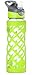 Swig Savvy Glass Water Bottle, Extra Large 25oz Capacity, Non Slip Silicone Sleeve, Borosilicate Glass Construction, BPA Free, 3 Interchangeable Caps-Green