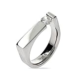 Eve's Addiction Rectangle Signet Ring with Single CZ