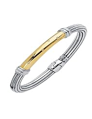Phillip Gavriel 18K Gold & Sterling Silver 0.05ctw. Diamond Bangle 7.5"