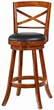 Set of 2 29"H Bar Stools Black Padded Seat Light Cherry Finish