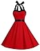 DRESSTELLS Women's Vintage 1950s Cocktail Party Retro Halter Homecoming Rockabilly Pinup Audrey Hepburn Dresses Red Black L