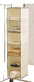 Sweater Organiser, Six Pocket, 30 X 30 X 122CM, Creme with Caramel Trim
