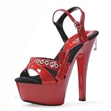 6 Inch Women's Sexy Mid Platform Sandal Ankle Strap With Side Bow Patent Leather
