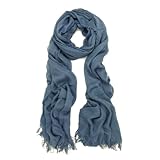 IMAGE OF Premium Large Super Soft Pure Cotton Solid Color Fringe Scarf - Different Colors Available, Navy
