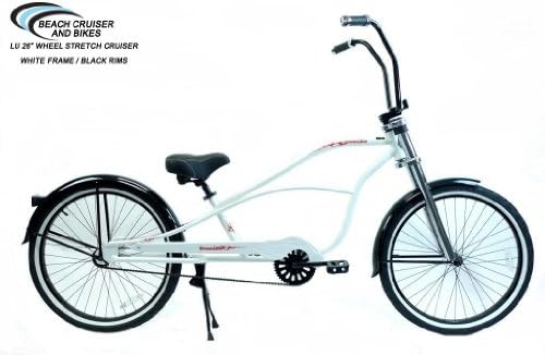 Lu 26" Single-speed Stretch Cruiser with Ape Hanger Handlebar - White