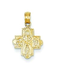 14K Gold Four Way Medal Charm Cruciform Cross