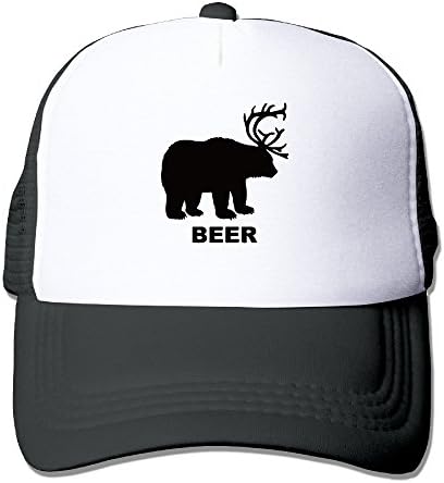 Bear And Deer Is Beer Mesh Hat Grid Cap Trucker Hat Unisex Black One Size
