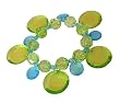 Bracelet - B285 - Fun Disk Dangles - Stretch ~ Lime and Aqua