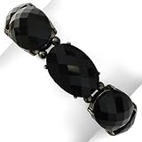 1928 Black-plated Faceted Black Crystal Stretch Bracelet