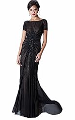 Maternity Cap Sleeves Beaded Applique Crystal Crystals Lace Chiffon/Taffeta/Tulle Full Length  Dress