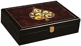 Glossy Wooden Poker Chip Case - Holds 200 Chips, 2 Decks of Playing Cards and Dice
