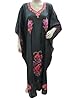 Long Silk Caftans Black Embroidered Designer Kaftan Dresses for Womens Free Size