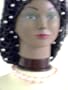 Sn74, Hand Crocheted Black Metallic Gimp Large Snood Trimmed with Fire Polished Silver Beads for Women in Combination with Light Pink Graduated Pearl Choker Necklace and Earrings
