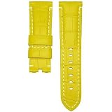 24mm Bright Yellow Custom Made Genuine Leather Alligator Grain Tang Buckle Watch Band Strap Fits Panerai PAM 44mm Case