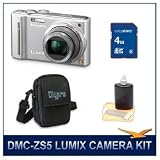 Cheap Panasonic LUMIX DMC-ZS5 ZS5 Silver Digital Camera, with 4GB SD Memory Card, Deluxe Carrying Case, & 3pc. Lens Cleaning Kit