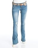 2b Belted Distressed Bootleg Jean