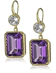Ray Griffiths 18k Yellow Gold 6mm Round and 12mm Emerald Drop Earrings