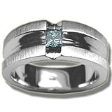 .32 CT MENS PRINCESS CUT BLUE DIAMOND WHITE BAND