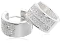 Fred Bennett Mens E2172C Clear Cubic Zirconia Pave Hoop Earrings