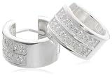 Fred Bennett Mens E2172C Clear Cubic Zirconia Pave Hoop Earrings