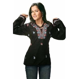 Black long sleeves Embroidered Kurti/Tunic
