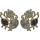 22k Gold Overlay Sterling Silver Amethyst, Rose Quartz and Moonstone Earrings by Michou