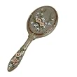 Antique Jeweled Flower Accent Hand Mirror - Brown