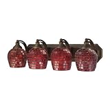Elk Lighting 570-4B-CPR 4 Light Vanity In Aged Bronze And Copper Mosaic Glass