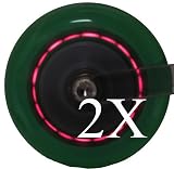 Set of 2 Motion Light Up Green Scooter Wheels for Razor Scooter 100 mm
