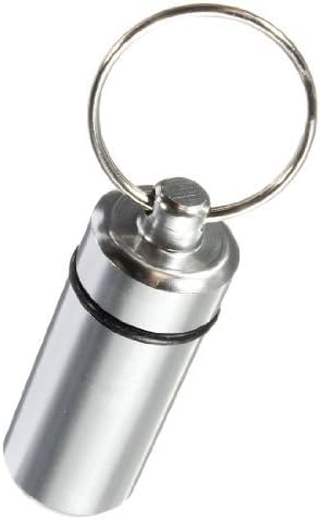 Black Pill Medicine Box Case Holder Container Capsule Bottle Keyring Keychain