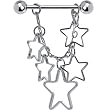Silver Hollow Star Chain Drop Nipple Ring