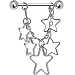 Silver Hollow Star Chain Drop Nipple Ring