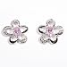 Sterling Silver Earrings with Pink CZ - Size: 17mm