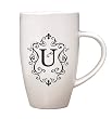 Tapered 10 oz Ceramic Coffee Mug, Monogram - U Tapered 10 oz Ceramic Coffee Mug, Monogram - U